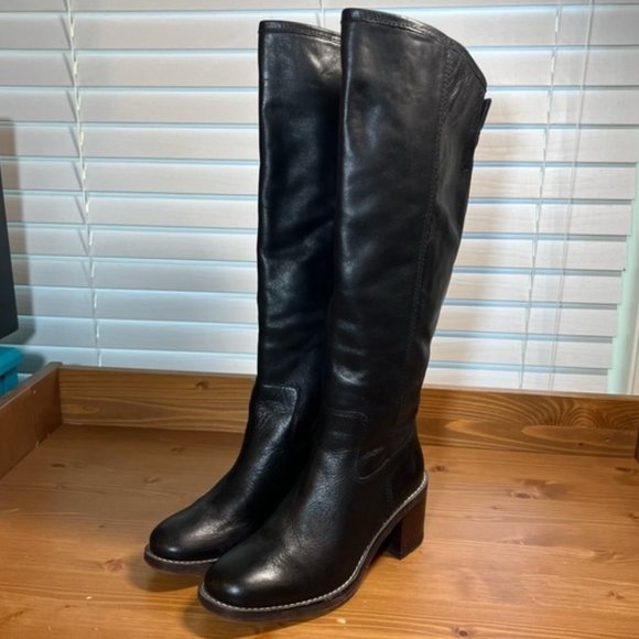 Franco Sarto Shoes - Franco Sarto Kemper Knee High Black Leather Riding Boots Size 6.5M